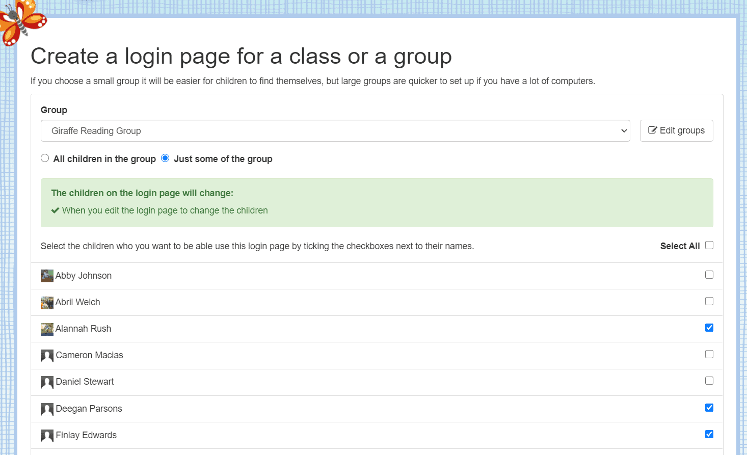 Creating a 'group login page'.