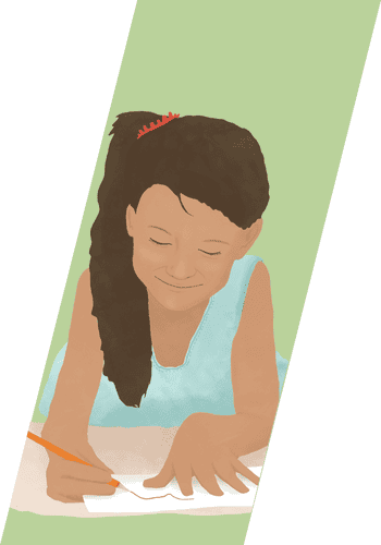 happy child drawing thanks to positive transitions