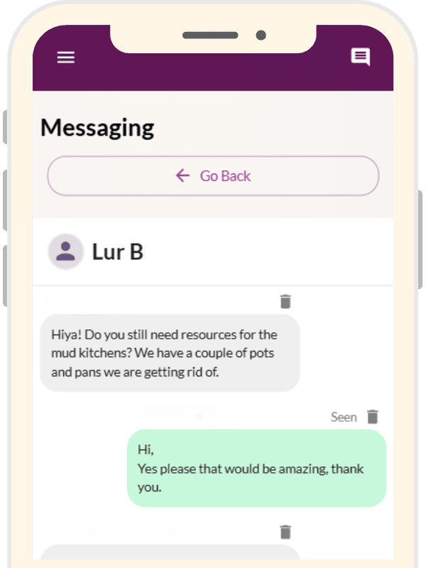 exchange of messages between a childminder and a parent on Tapestry Messaging