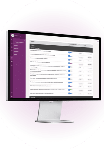 Key stage summative assessment shown on Tapestry, following the National Curriculum for British International Schools