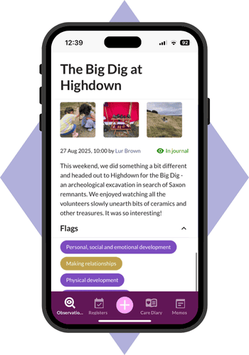 parent eyfs observations on Tapestry ios app